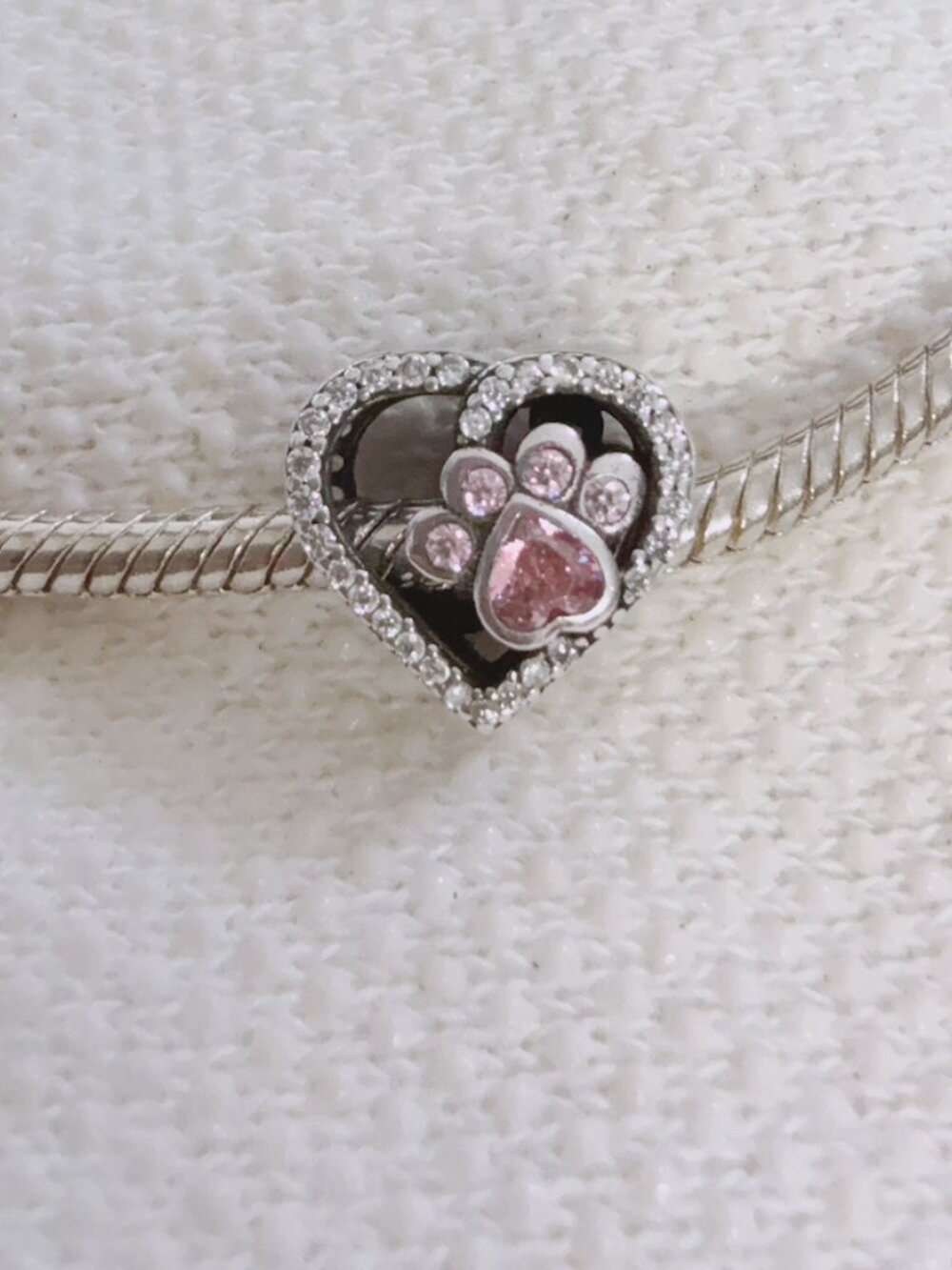 Dog Paw and Bone Charm Paw Print Charm Silver Charm For Pandora Bracelet